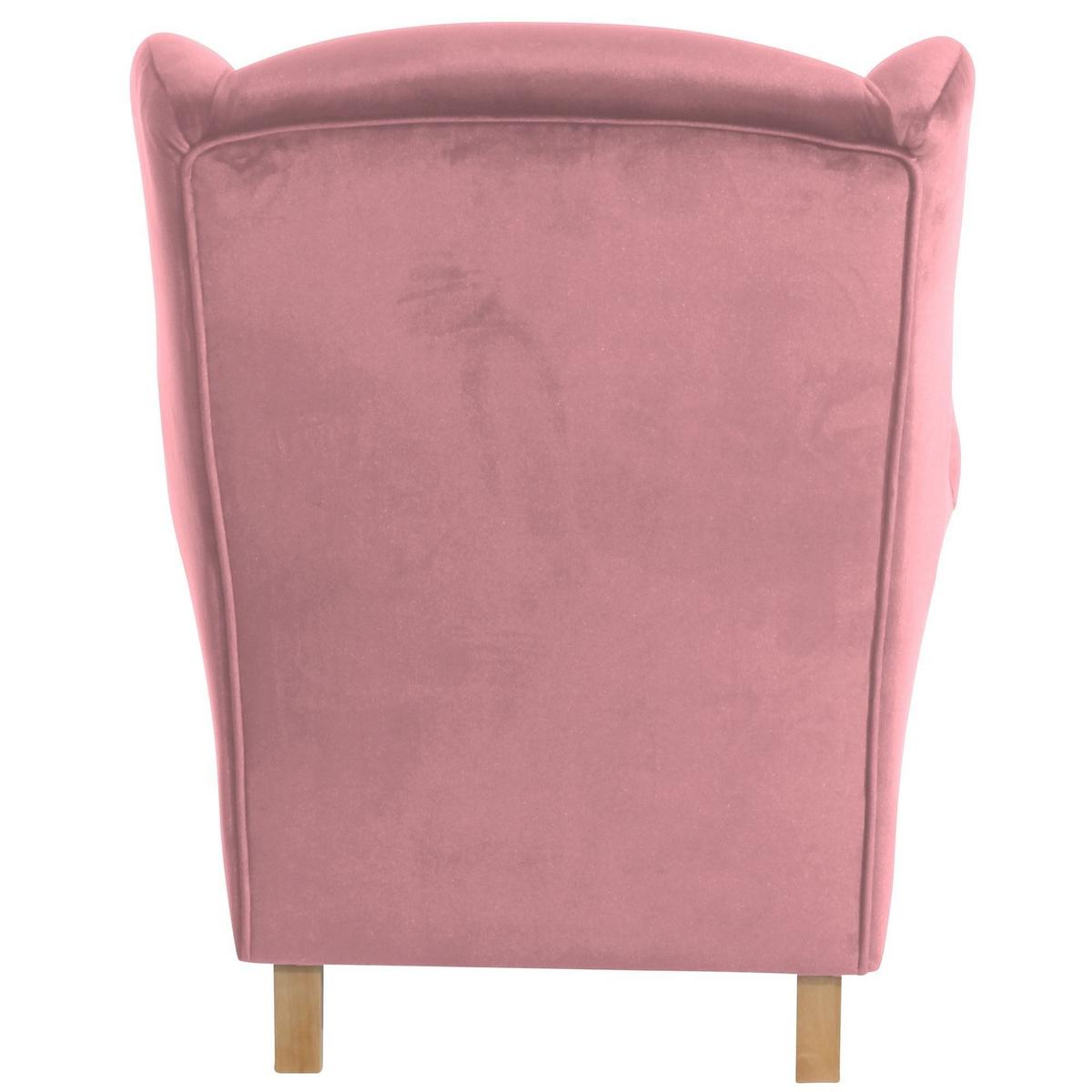 OHRENSESSEL Karlen Bezug Samtvelours Buche natur / rose - Pink/Buchefarben, Kunststoff (86/103/77cm) - 58aufmkessel