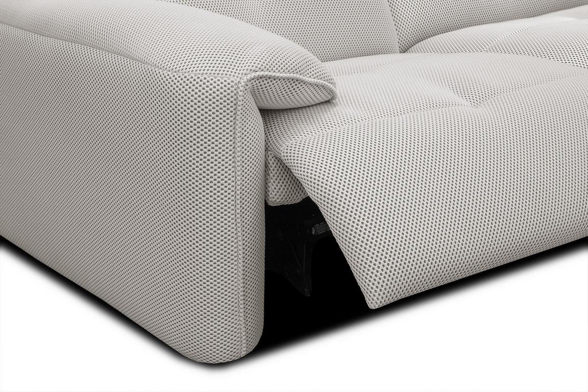 ECKSOFA TRENTO 4-Sitzer mit 1 Relaxfunktion, ecru - Ecru/Schwarz, Holzwerkstoff/Kunststoff (262/165cm) - Wozimo