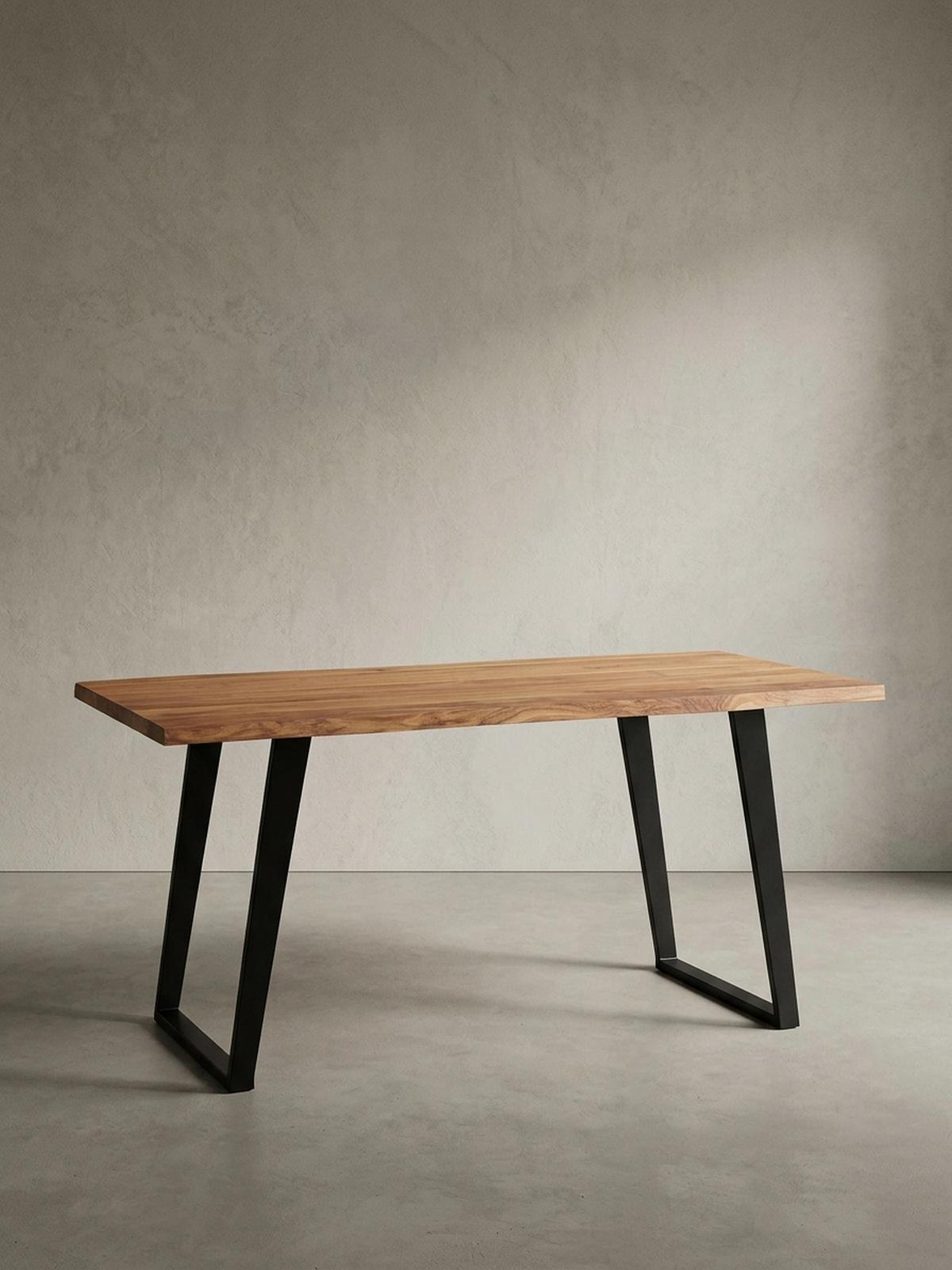 SCHREIBTISCH Massivholz Baumkante U-Gestell Handarbeit ATOLL, Goldbraun-Schwarz 200x100x76 cm - Schwarz/Braun, Holz/Metall (100/200/76cm) - KADIMA DESIGN
