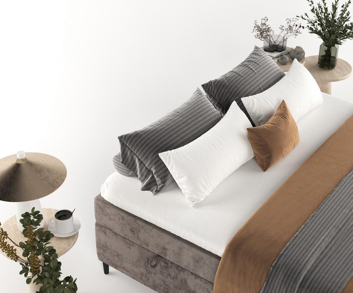 BOXBETT Theo 120/200 cm Braun im Lotta Stoff - Schwarz/Braun, Holz/Holzwerkstoff (120/200cm) - AltaBeds
