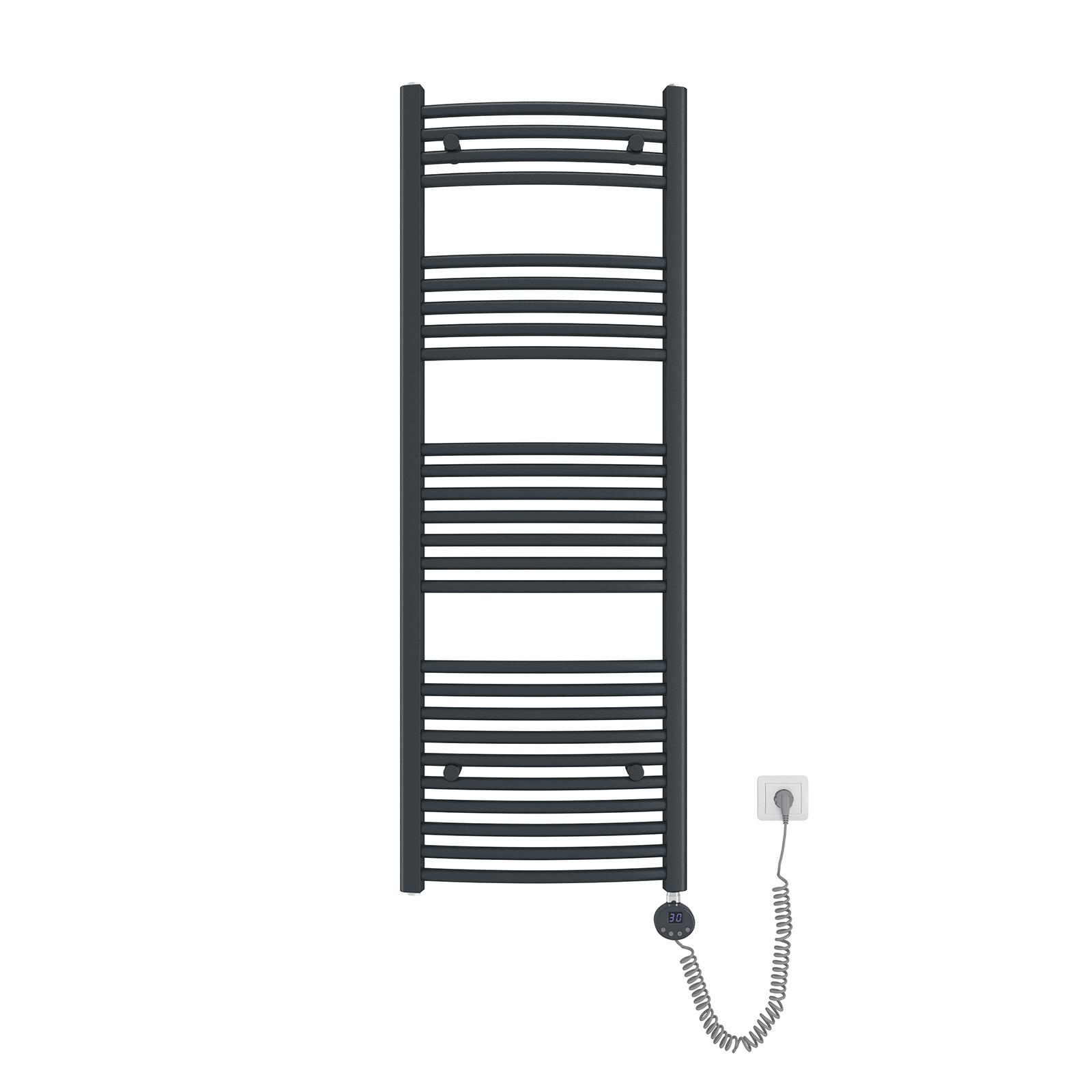 HANDTUCHHEIZKÖRPER elektrisch gebogen Anthrazit 140/50/5,6 cm - Anthrazit, Metall (50/140/5.2cm) - EMKE