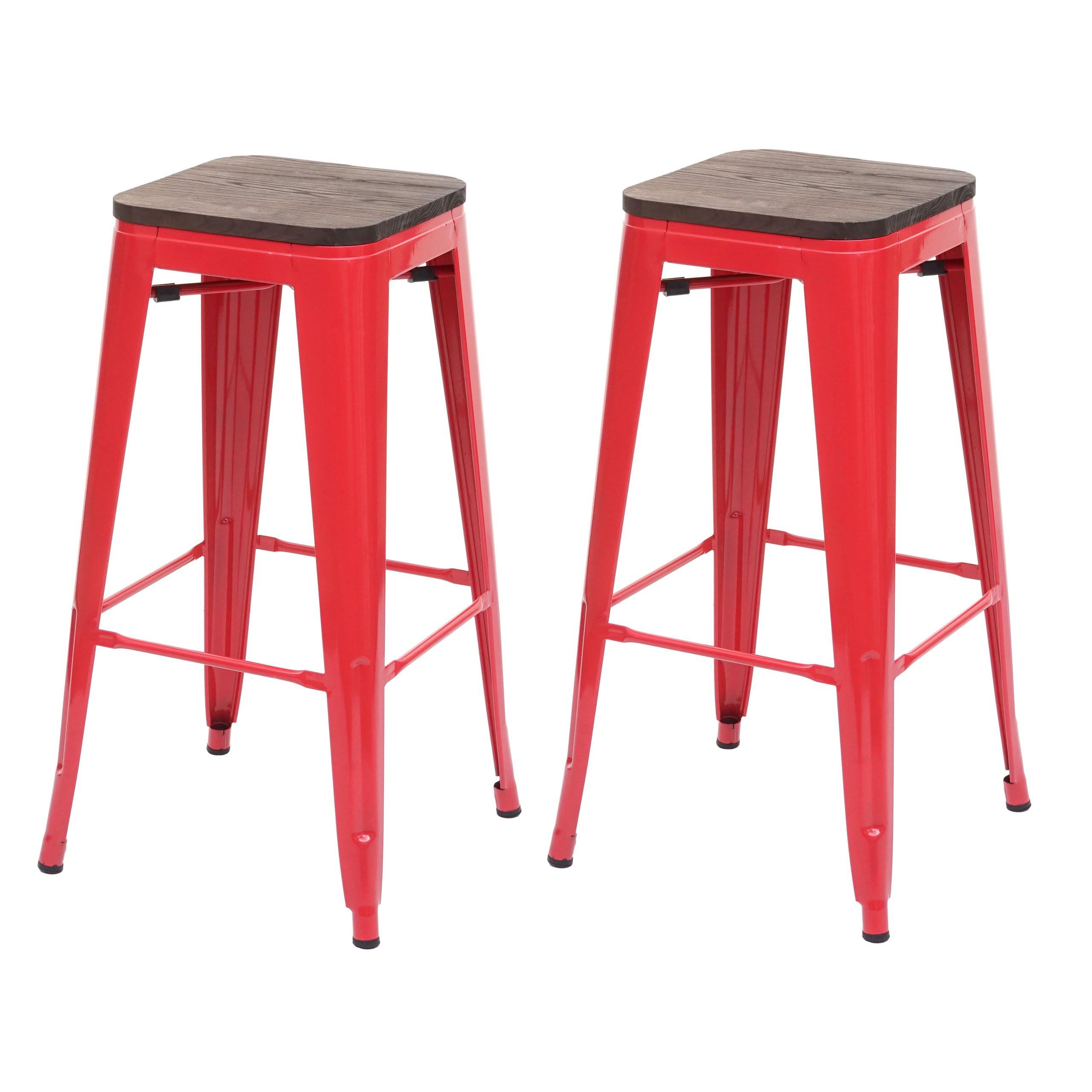 BARHOCKER Rot 2er-Set - Rot, Holz (42/76/42cm) - MCW