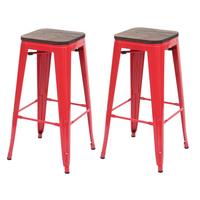 BARHOCKER Rot 2er-Set - Rot, Holz (42/76/42cm) - MCW
