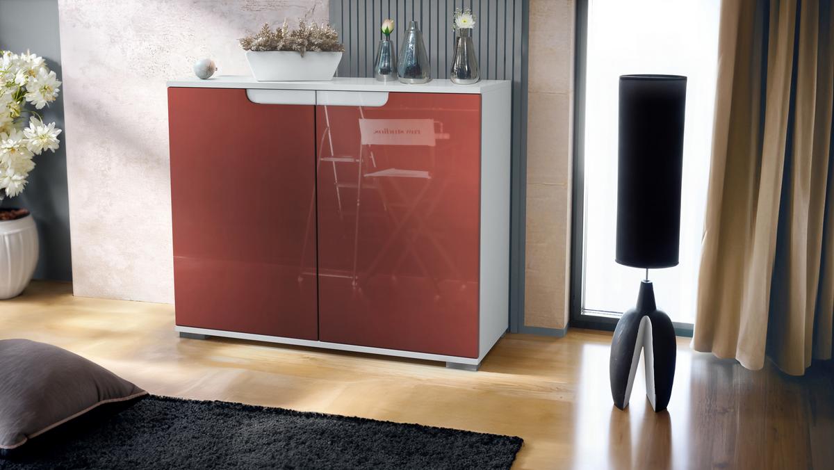 KOMMODE Sylt Bordeaux Hochglanz - Bordeaux, Holzwerkstoff (92.5/75.5/35cm) - Vladon