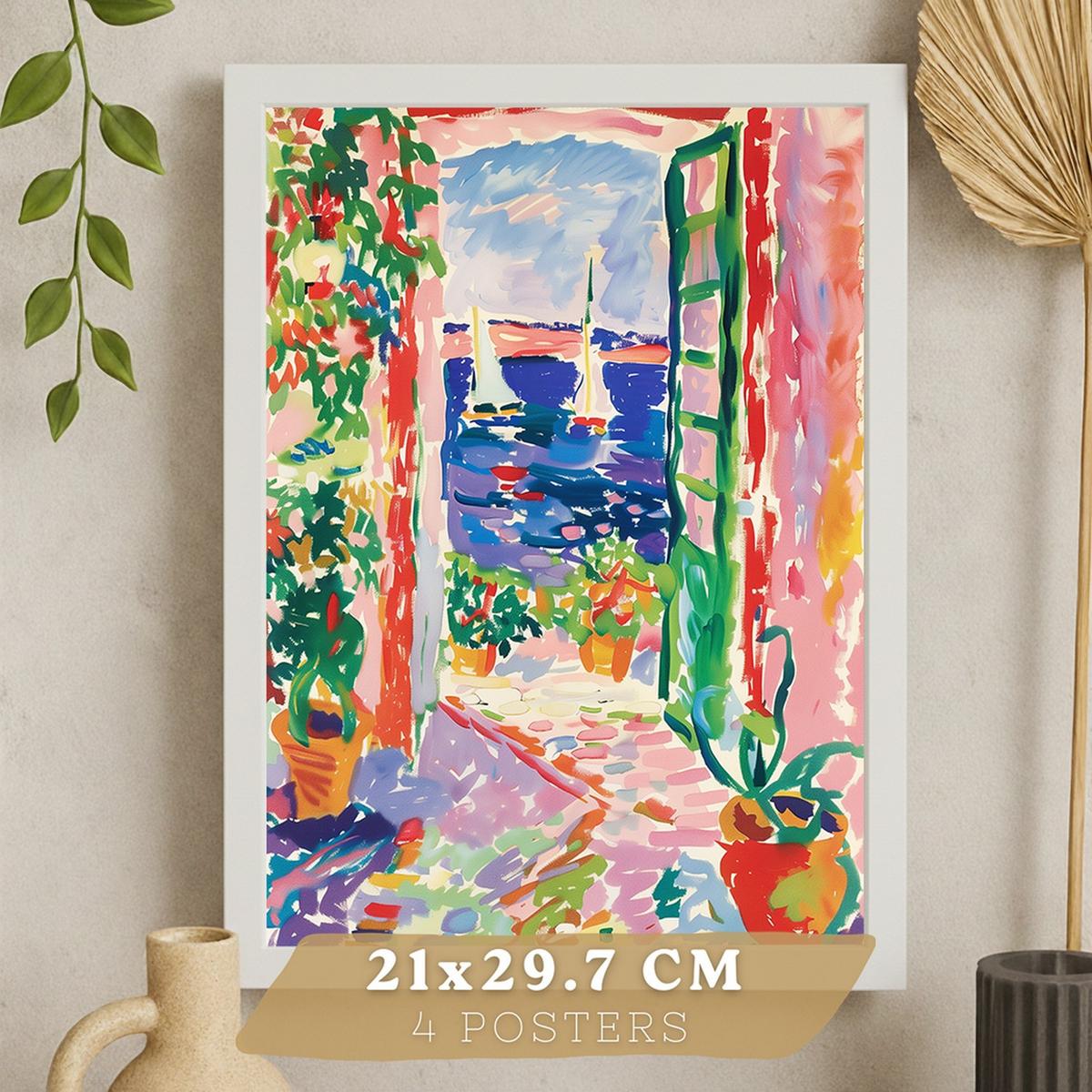 POSTER 4er Bilder-Set Wandbilder Maritim modern Wohnzimmer Deko, Schlafzimmer, Küche, Badezimmer Weißer Rahmen A3 - Weiß, Papier (29.7/1/42cm) - Nacnic