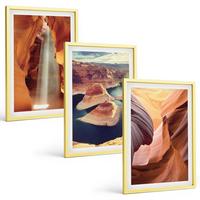 BILDER SET 3er Set - 40x60 cm Goldrahmen - Wasserfall in der Schlucht - Goldfarben, Kunststoff (40/60cm) - TULUP