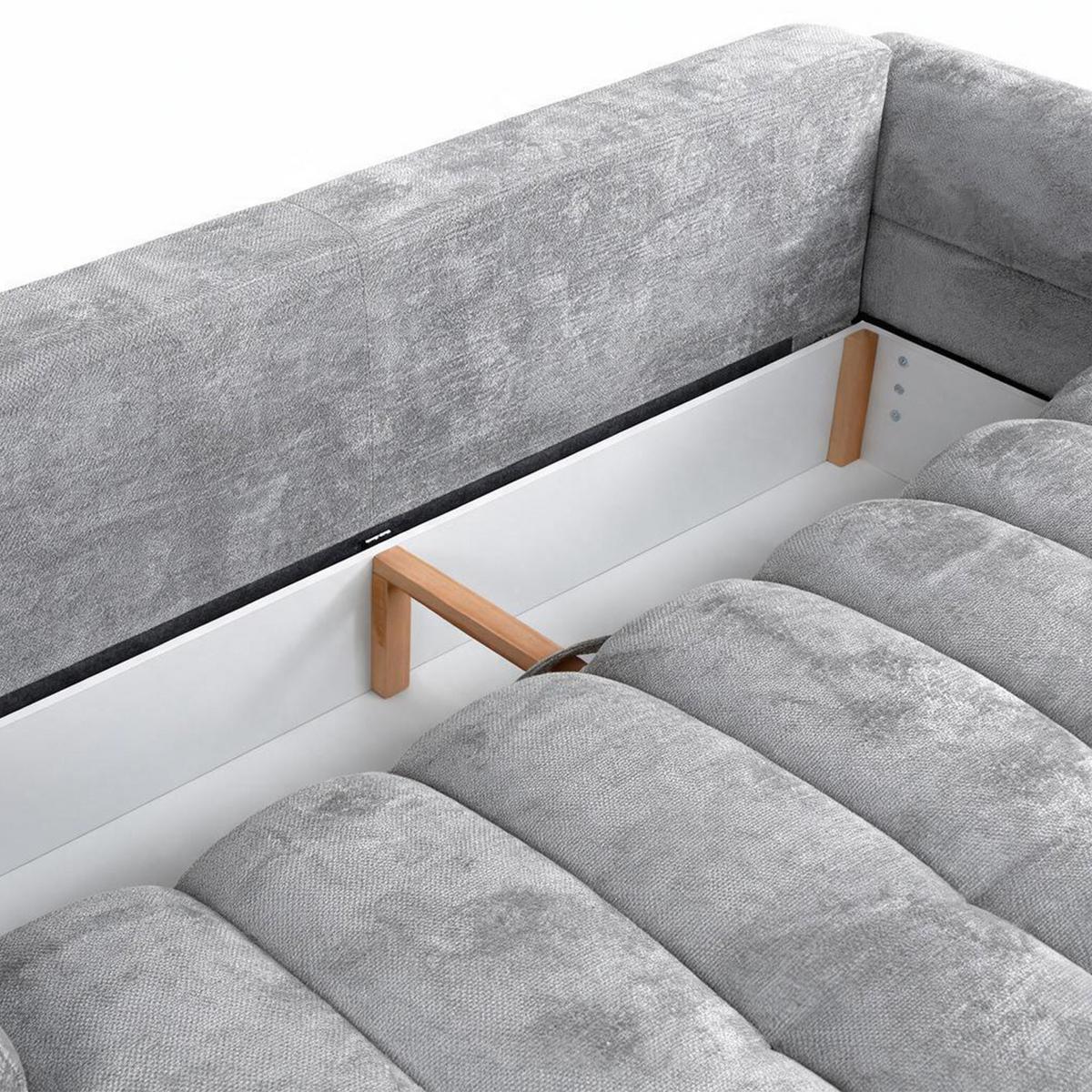 SCHLAFSOFA Mavi 3-Sitzer mit Schlaffunktion, Bettsofa Schlafcouch 195x145 cm, Hellgrau - Hellgrau, Textil (255/100/110cm) - Beautysofa