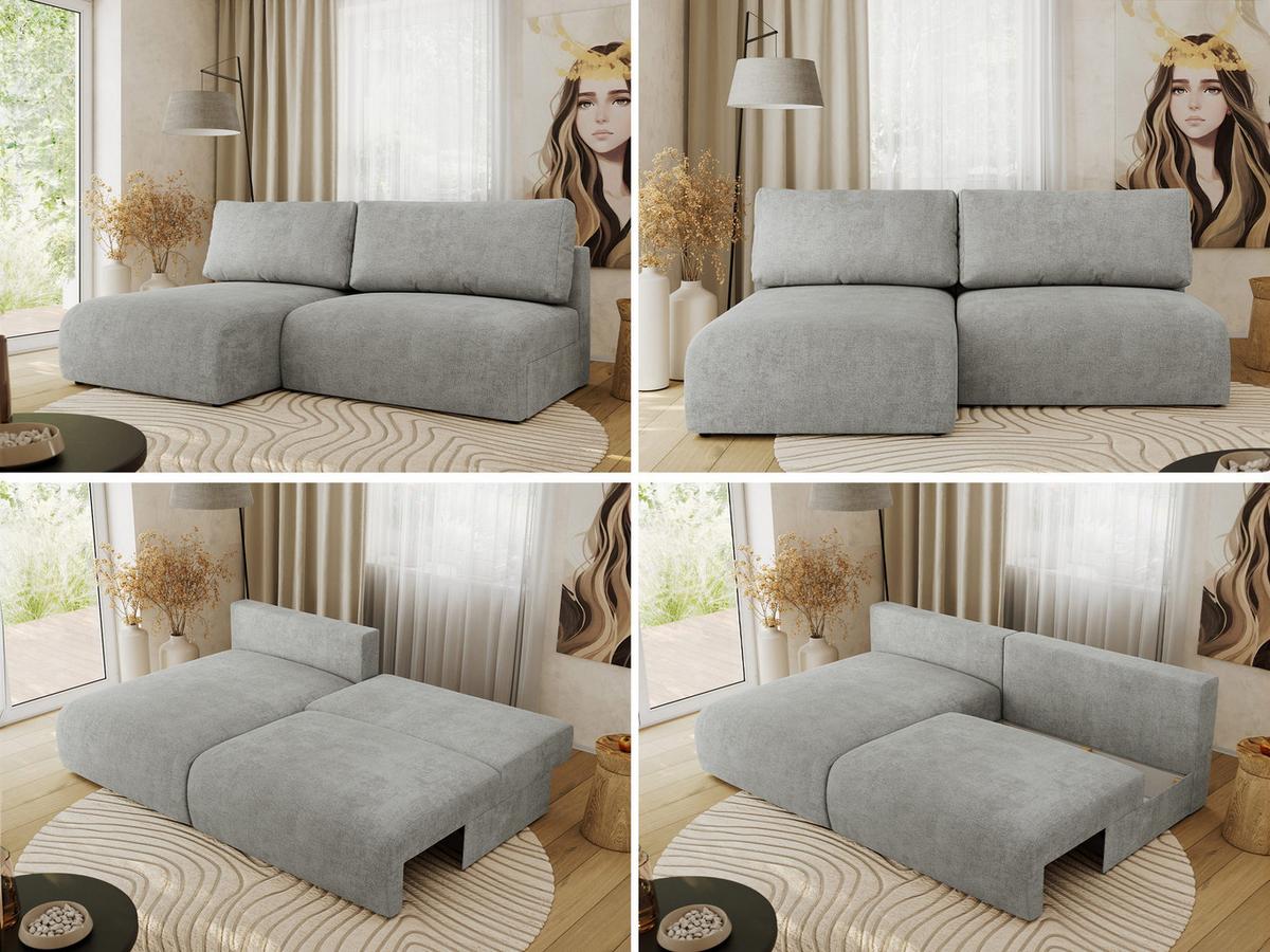 ECKSCHLAFSOFA VIVO L Hellgrau Struktur - links - Hellgrau/Schwarz, Kunststoff/Textil (223/150cm) - MKS