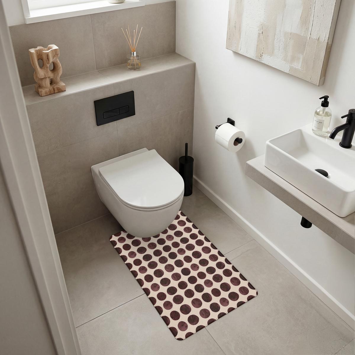 WC-VORLEGER Polka dots - Muster - Braun WC Teppich 50x80 cm - Bordeaux, Textil (50/1cm) - OnlyWow