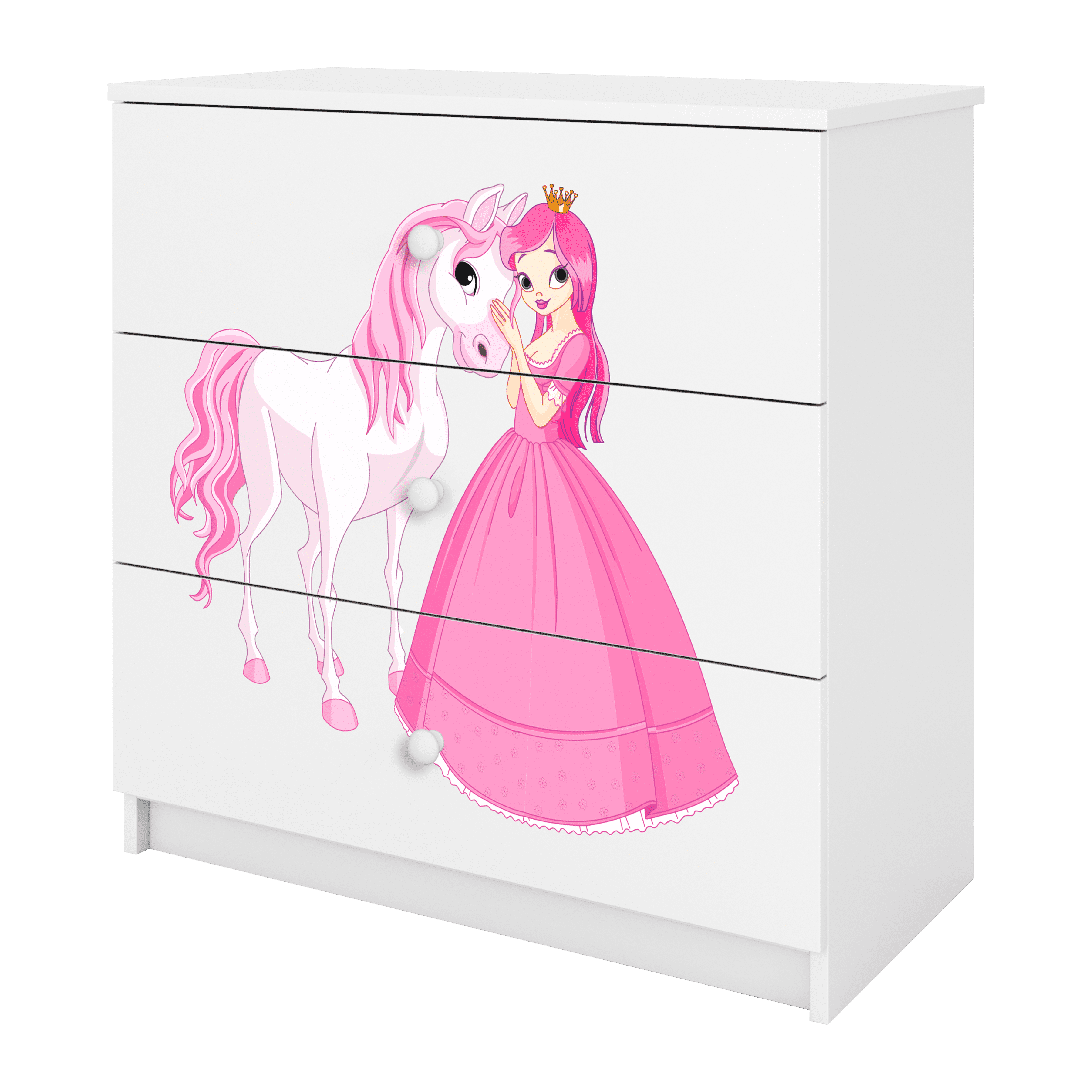 KOMMODE Babydreams Prinzessin Pferd 81/81/41 - Weiß, Holzwerkstoff (81/81/41cm) - RAUMHIRSCH FURNITURE
