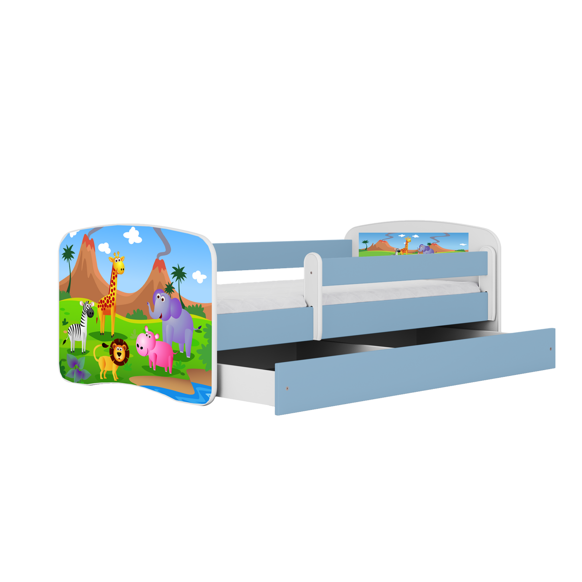 KINDERBETT Safari mit Schublade 160/80 90/61/164 - Blau, Holzwerkstoff (80/160cm) - RAUMHIRSCH FURNITURE