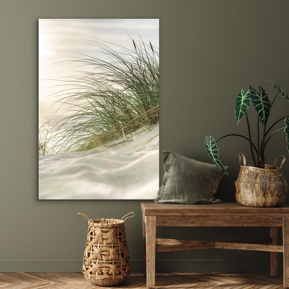 METALLBILD Dünen mit Strandhafer in der Sonne des Nationalparks Schleswig-Holsteinisches Wattenmeer 80x120 cm - Creme, Metall (80/120cm) - MuchoWow
