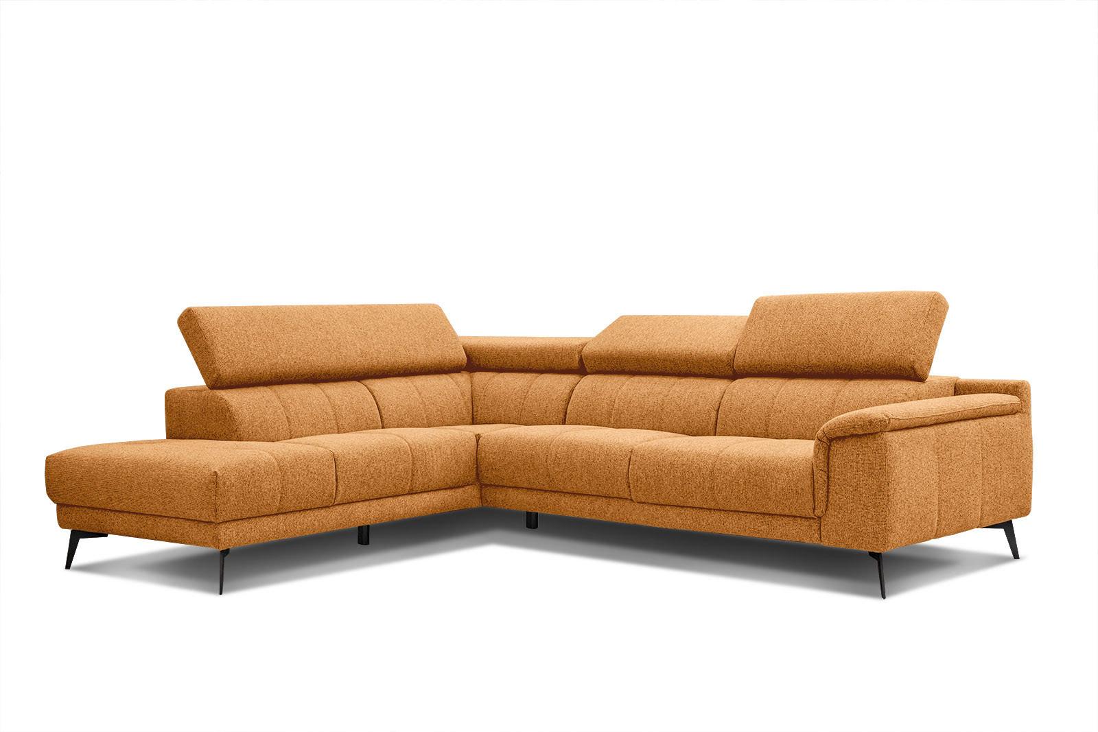 ECKSOFA FIERO 5-Sitzer, orange - Schwarz/Orange, Holzwerkstoff/Textil (158/269cm) - Wozimo