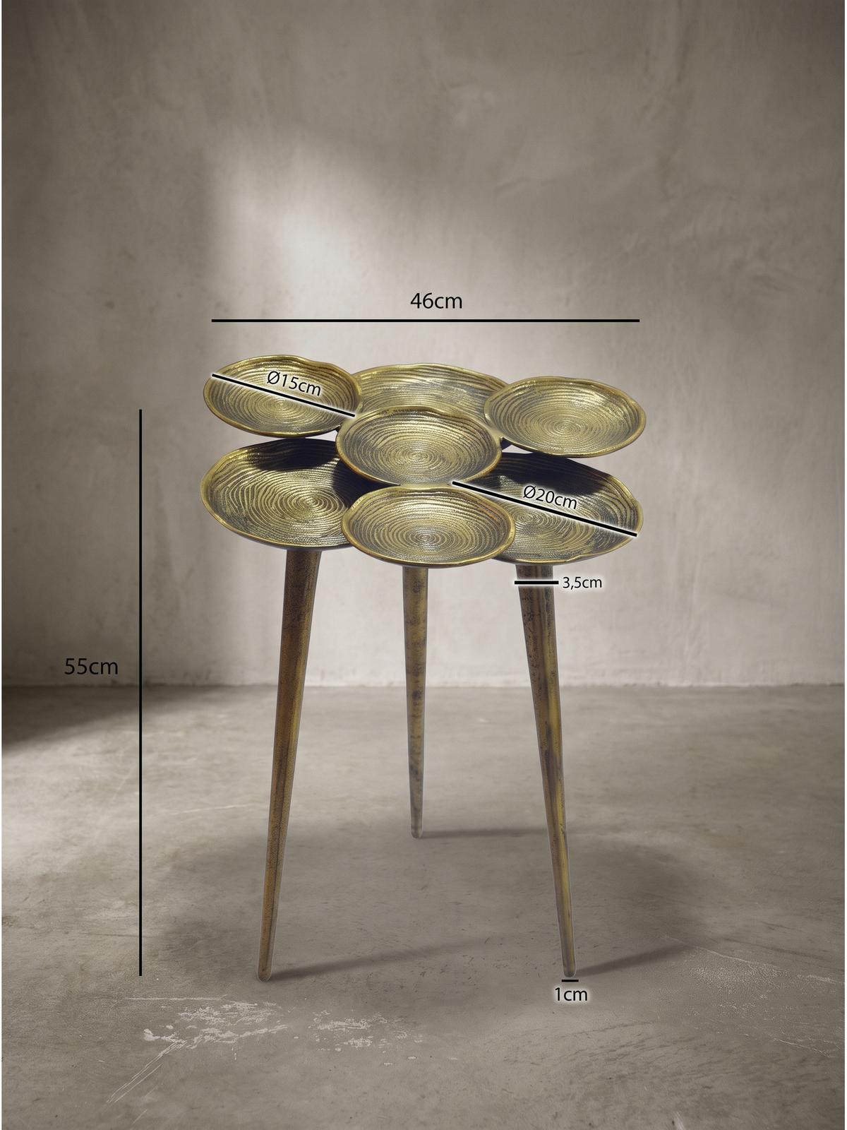 BEISTELLTISCH CARMONA, Aluminium, mit Ablagen, Gold, Ø 46 x 55 cm - Goldfarben, Metall (46/46/55cm) - KADIMA DESIGN