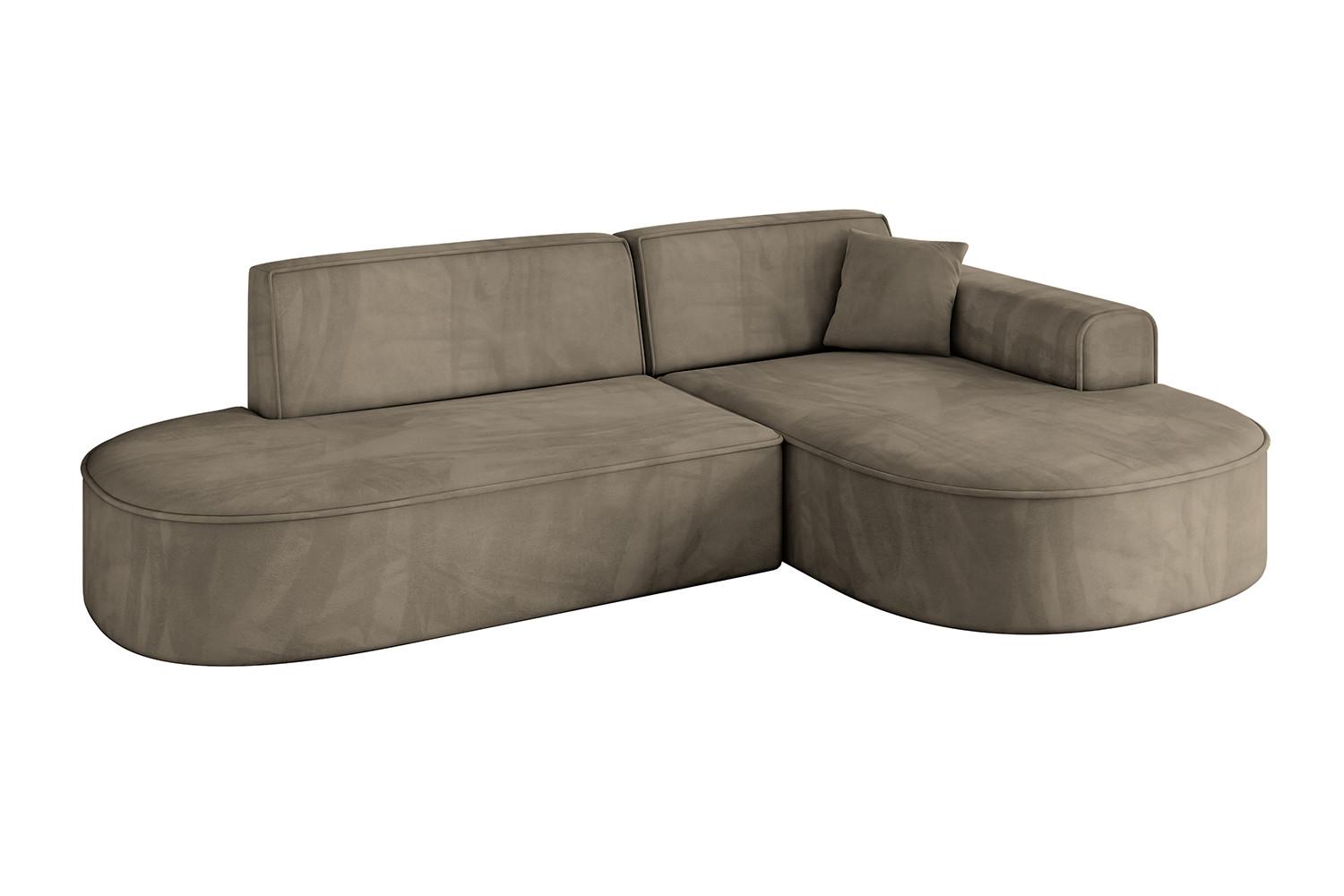ECKSOFA Ottomane Rechts MARI-L1 - 243x171x79 cm Dunkelbraun Velours - Dunkelbraun/Schwarz, Holzwerkstoff/Kunststoff (171/243cm) - ALTDECOR