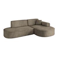ECKSOFA Ottomane Rechts MARI-L1 - 243x171x79 cm Dunkelbraun Velours - Dunkelbraun/Schwarz, Holzwerkstoff/Kunststoff (171/243cm) - ALTDECOR