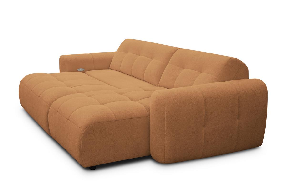 ECKSOFA LUMERO 4-Sitzer RECHTS, orange - Schwarz/Orange, Holz/Textil (275/166cm) - Courtois Laville
