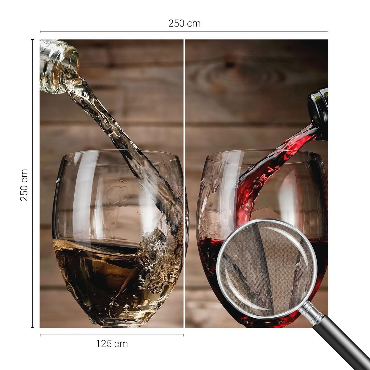 FOTOTAPETE 250x250 cm - Gläser Wein - Grau, Textil (250/250cm) - Wallfluent