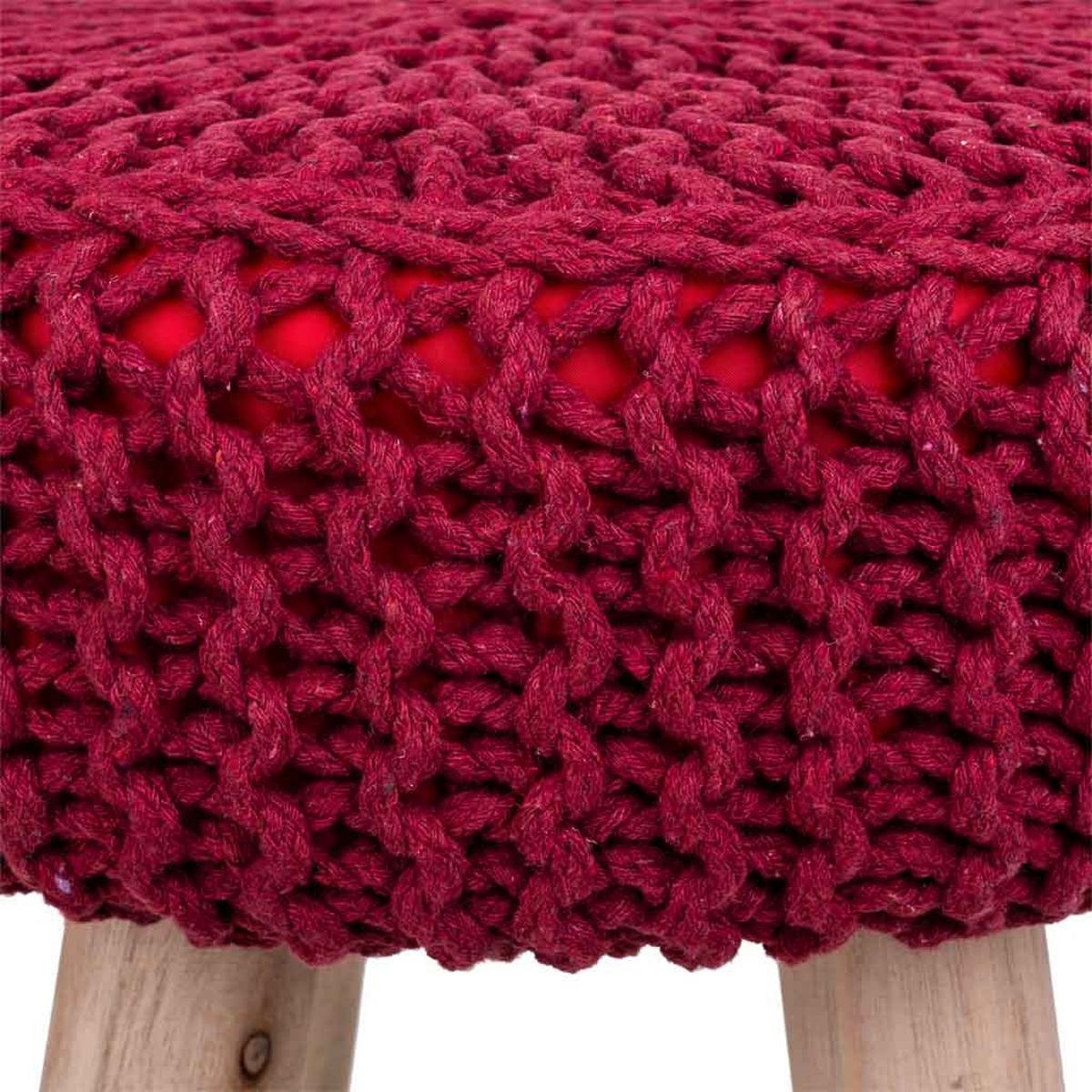HOCKER aus Holz und Baumwolle, rot, 32x44cm - Rot, Holz (32/44/32cm) - Wanderlust