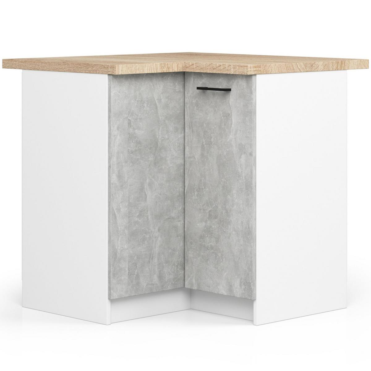 KÜCHENLEERBLOCK Weiß, Beton 203/300/46 - Weiß, Holzwerkstoff (300/203/46cm) - RAUMHIRSCH FURNITURE