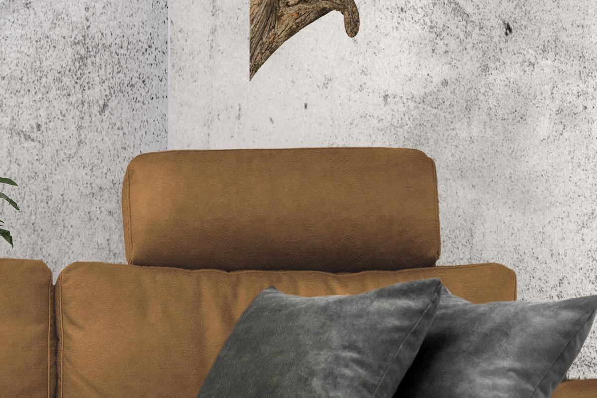 ECKSOFA XL MOTORISCHER RELAXFUNKTION LOLA Orange Webstoff Relaxfunktion - Cognac/Schwarz, Textil (304/178cm) - KAWOLA