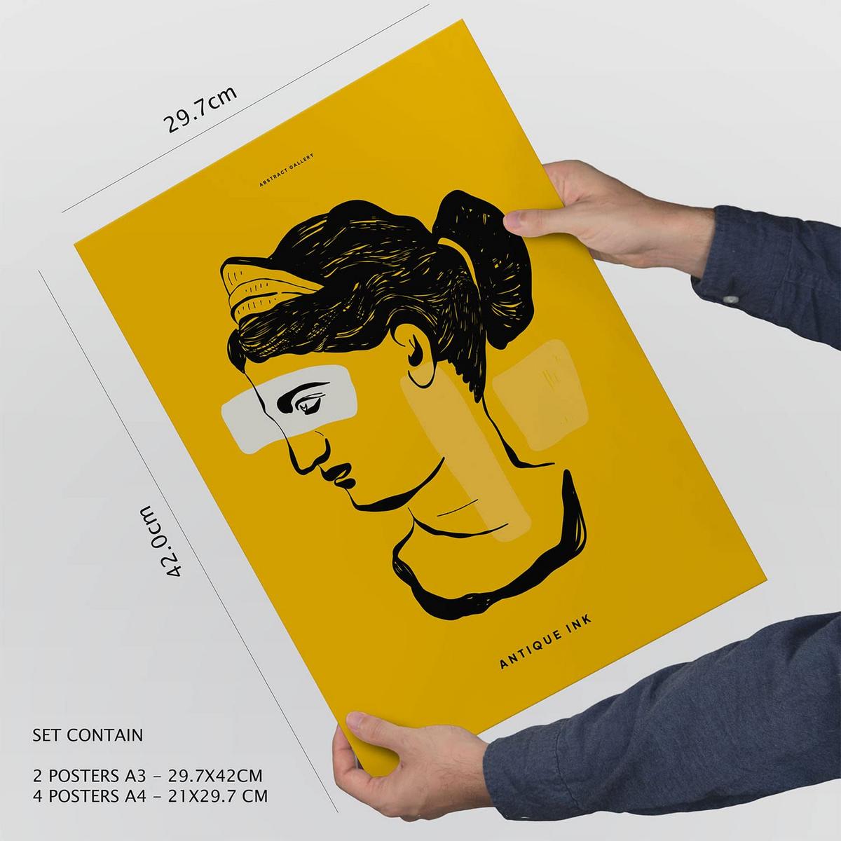 POSTER Set Mit 6 In Schwarzer Tinte Sexualität Von Der Griechischen Mythologie Inspirierte Drucke Für Innenarchitektur A3 & A4 Rahmen Aus Hellem Holz - Beige, Papier (29/3cm) - Nacnic