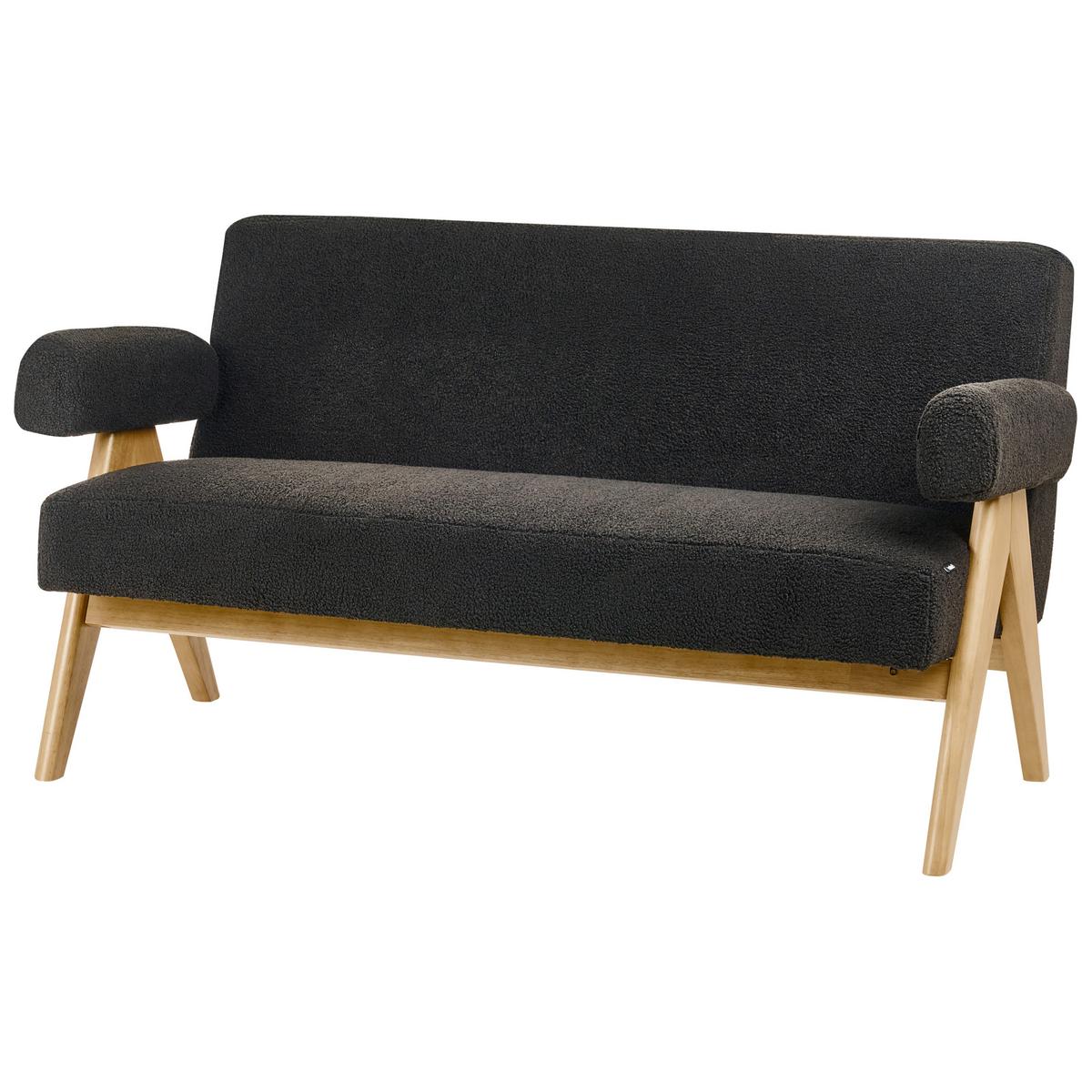 SOFA-SET Bouclé Schwarz/Hellbraun Tamre - Schwarz/Braun, Textil (148/79/78cm) - Beliani