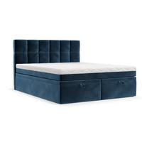 BOXBETT Elano 140/200 cm Dunkelblau im Kronos Stoff - Schwarz/Dunkelblau, Holz/Holzwerkstoff (140/200cm) - AltaBeds