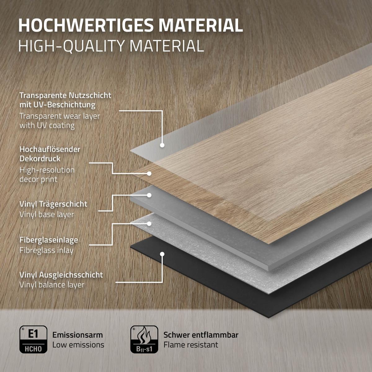 VINYLBODEN Click 7,7m²/35 Dielen Golden Hour Eiche - Hellbraun, Kunststoff (122/18/0.42cm) - ML-DESIGN