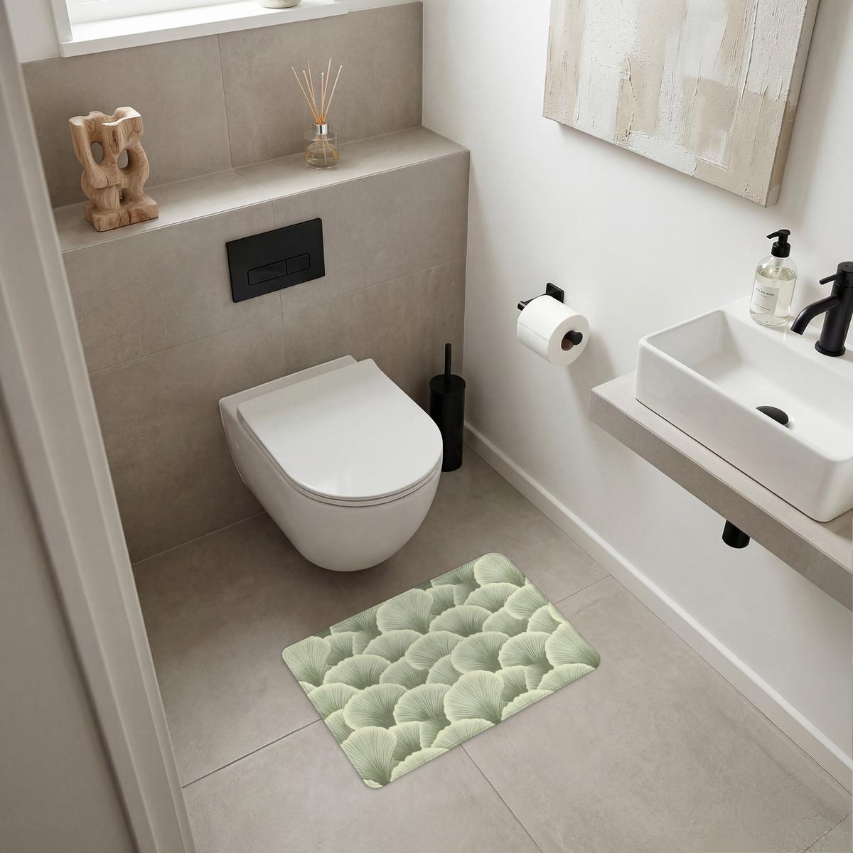 BADEMATTE Fächer - Blatt - Grün 60x40 cm - Pastellgrün, Textil (60/40cm) - OnlyWow
