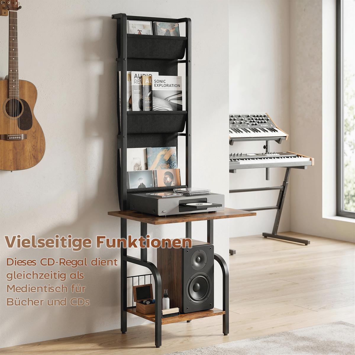 CD-REGAL Stahl Spanplatte Rustikal-Braun - Braun, Holzwerkstoff (48.5/144/50cm) - HOMCOM