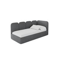 EINZELLBETT Jugendbett mit Bettkasten und Matratze H3/H4, Links - VELY 80x200 Dunkelgrau - Graphitfarben, Holzwerkstoff/Textil (80/200cm) - ALTDECOR