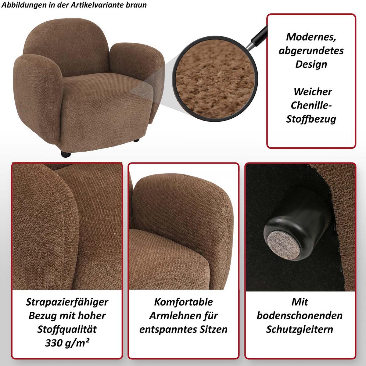 SESSEL Braun - Braun, Textil (86/77/56cm) - MCW