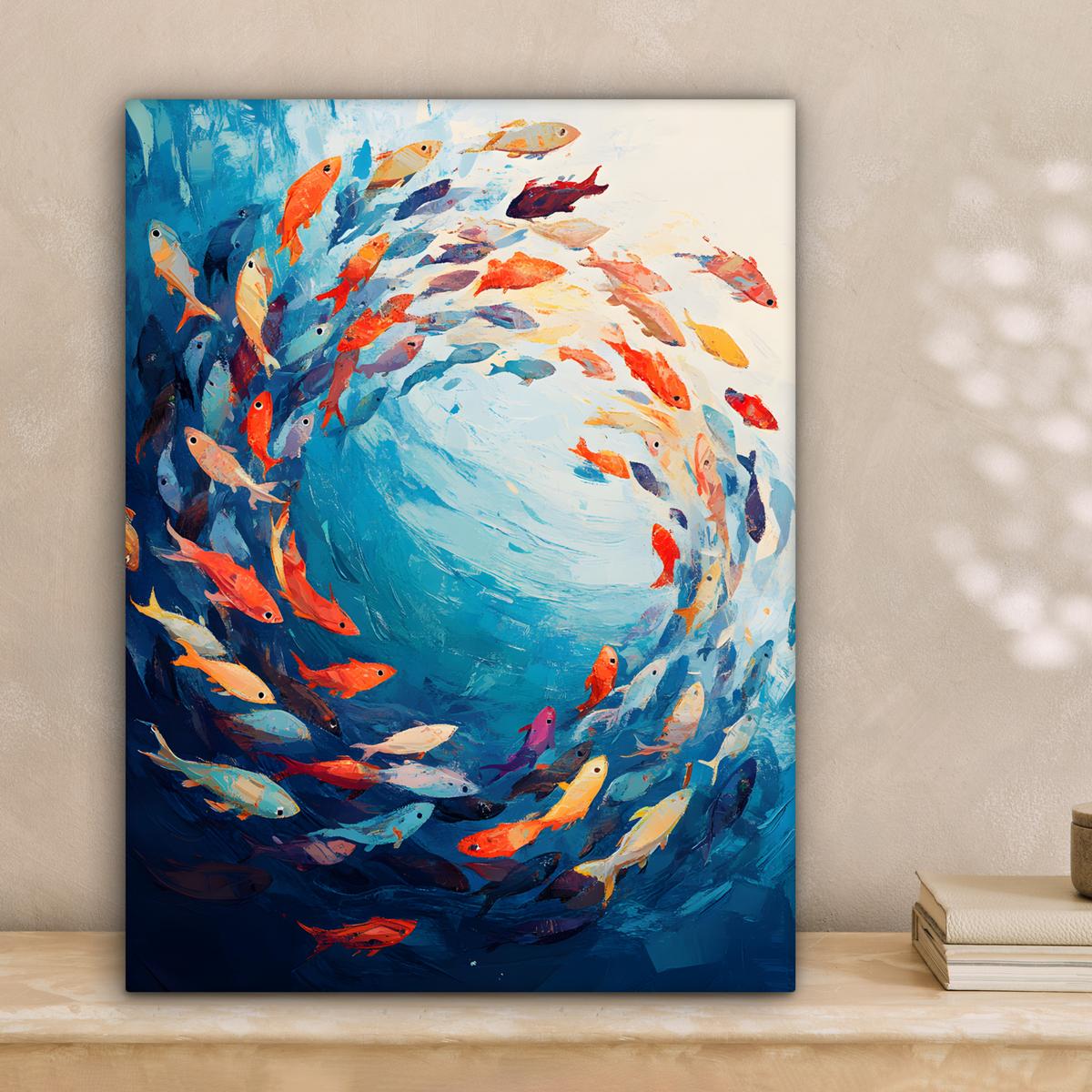 LEINWANDBILD Meer - Fische - Bunt - Dynamisch Room Decor 30x40 cm - Hellblau, Textil (30/40cm) - MuchoWow