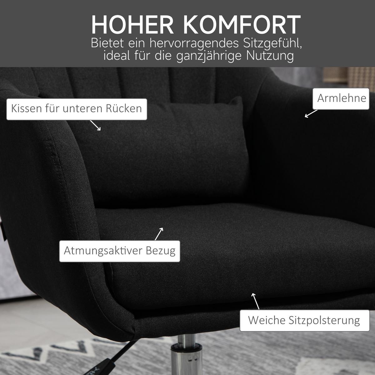SESSEL Polyester Schwarz - Schwarz, Textil (60/91/60cm) - HOMCOM