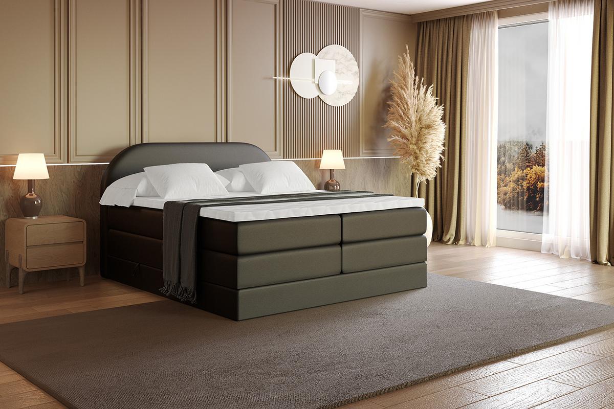 BOXSPRINGBETT mit Matratze und Lattenrost - NOX KING-120x200 - Schwarz - Schwarz, Holzwerkstoff (120/200cm) - ALTDECOR