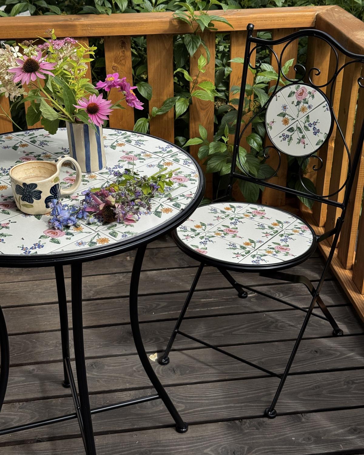 GARTENSTUHL 2er-Set Metall Schwarz Collio - Weiß, Metall (40/90/45cm) - Beliani