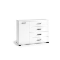 KOMMODE LIVORNO 120/85/40cm mit 4 Schubladen 1 Türen Weiß - Weiß, Holzwerkstoff (120/85/40cm) - MASSENO