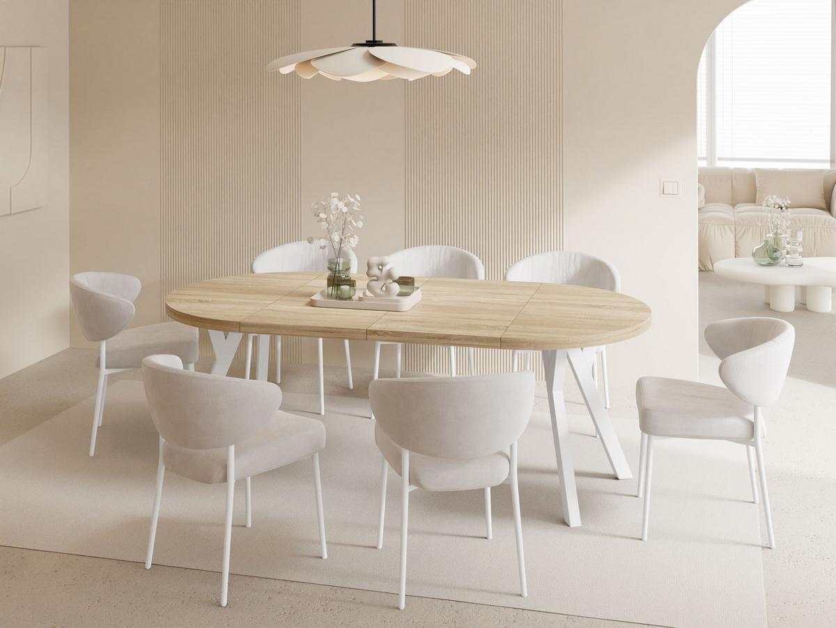 ESSTISCH Twixy XXL groß rund oval ausziehbar, Eiche Hell Braun 100-300/100/76 cm - Weiß/Sonoma Eiche, Holz/Holzwerkstoff (100/300/76cm) - WFL GROUP