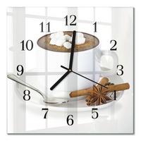 WANDUHR aus Glas 30x30 cm - Schokolade - Weiß, Glas (30/30/0.4cm) - TULUP
