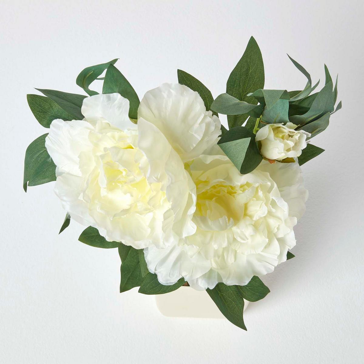 KUNSTBLUME Pfingstrose creme im Deko-Topf, 46 cm - Creme, Kunststoff (46cm) - Homescapes
