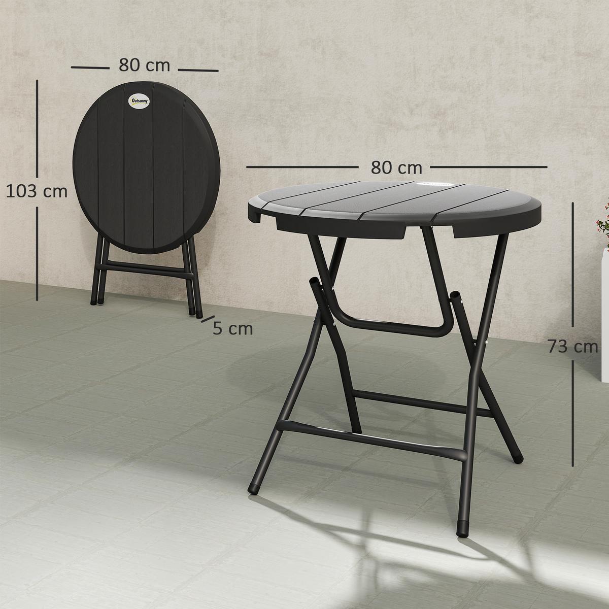 GARTENTISCH, Dunkelgrau, Stahl, HDPE - Dunkelgrau, Metall (80/80/73cm) - Outsunny