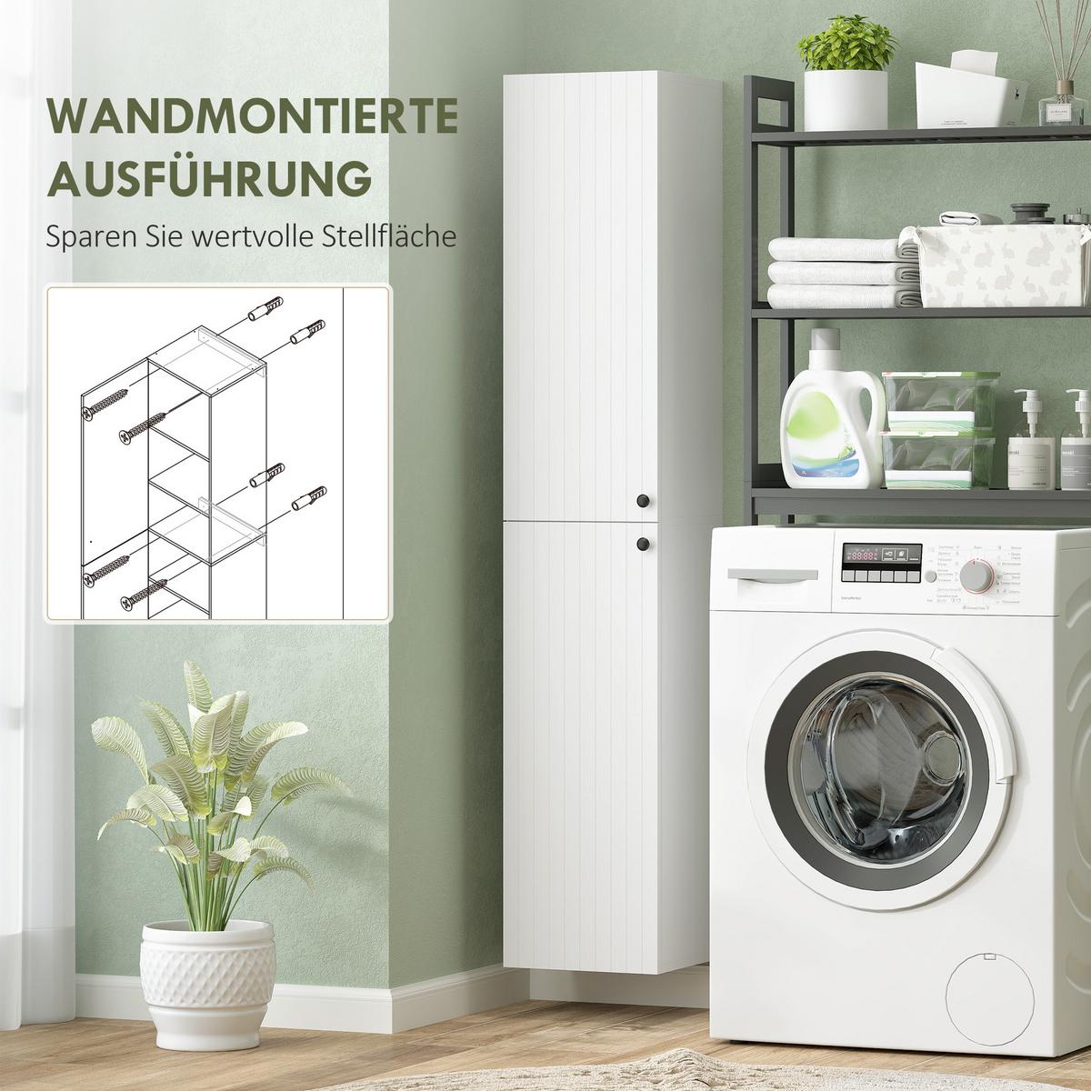 BADEZIMMERSCHRANK MDF Weiß - Weiß, Holzwerkstoff (30/161/30cm) - HOMCOM