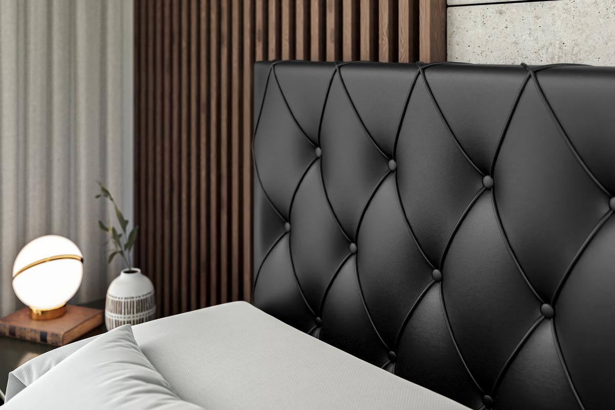 BOXBETT AMAY-Z - 140x200 cm - H3 - Schwarz Hochglanz - Schwarz Hochglanz, Holzwerkstoff (140/200cm) - ALTDECOR