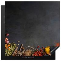 HERDABDECKPLATTE Kräuter - Lebensmittel - Gewürze - Schwarz - Paprika - Zimt Induktionsmatte 78x78 cm - Currygelb, Kunststoff (78/78/0.2cm) - MuchoWow