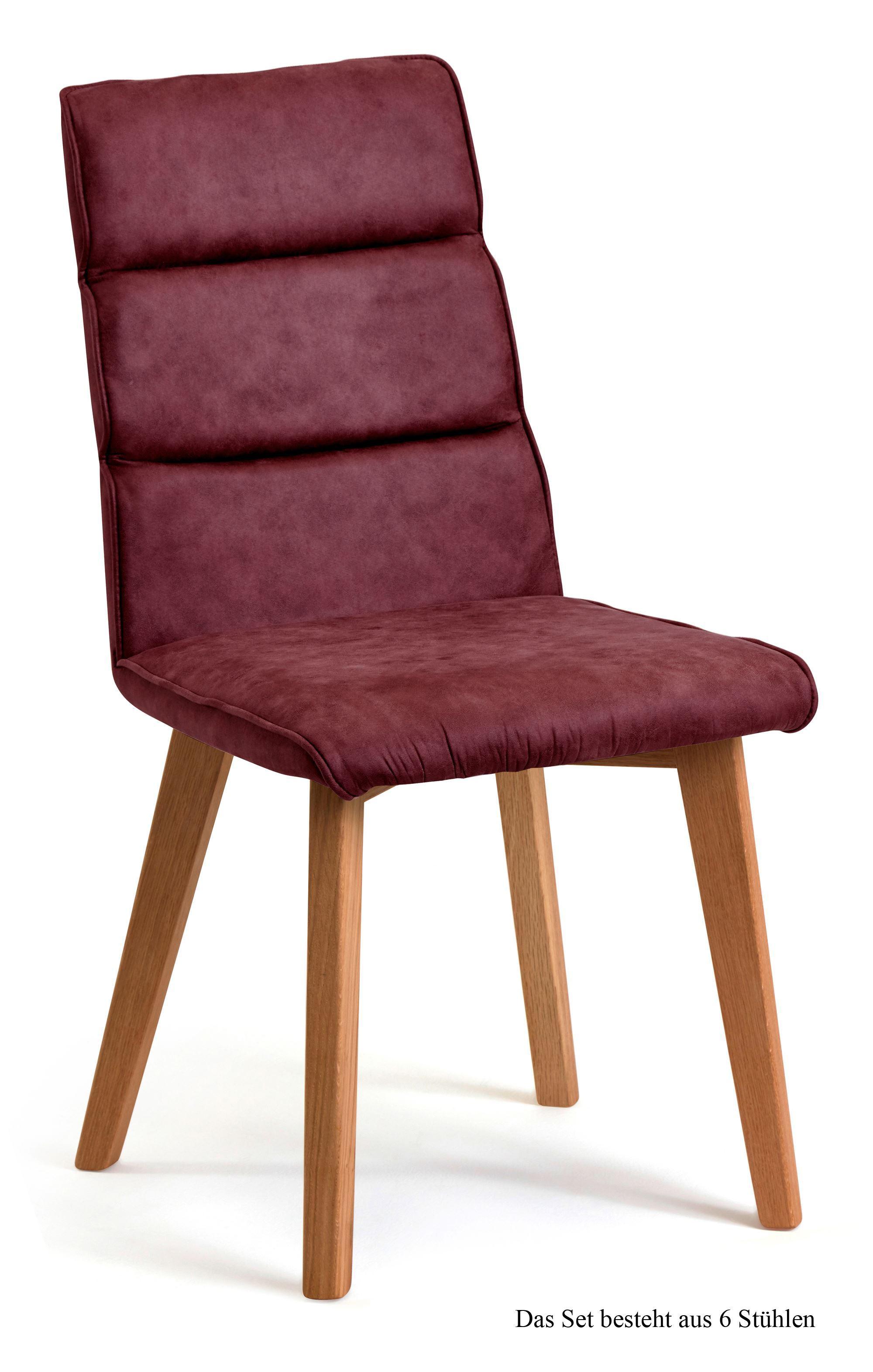 ESSZIMMERSTUHL (6er-Set) Darell 47x92x60 Eiche geölt/Marsala - Eichefarben/Brombeere, Kunststoff (60/92/47cm) - 58aufmkessel