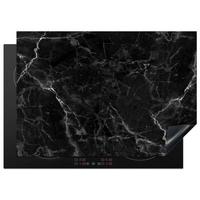HERDABDECKPLATTE Marmor - Schwarz - Weiß - Textur - Marmoroptik Herdabdeckung Induktionsfeld 75x52 cm - Silberfarben, Kunststoff (75/52/0.2cm) - MuchoWow