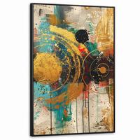 LEINWAND Bilder mit Rahmen - Abstrakt - Kunst - Gold - Modern - 80x120 - Multicolor, Textil (80/120cm) - MuchoWow