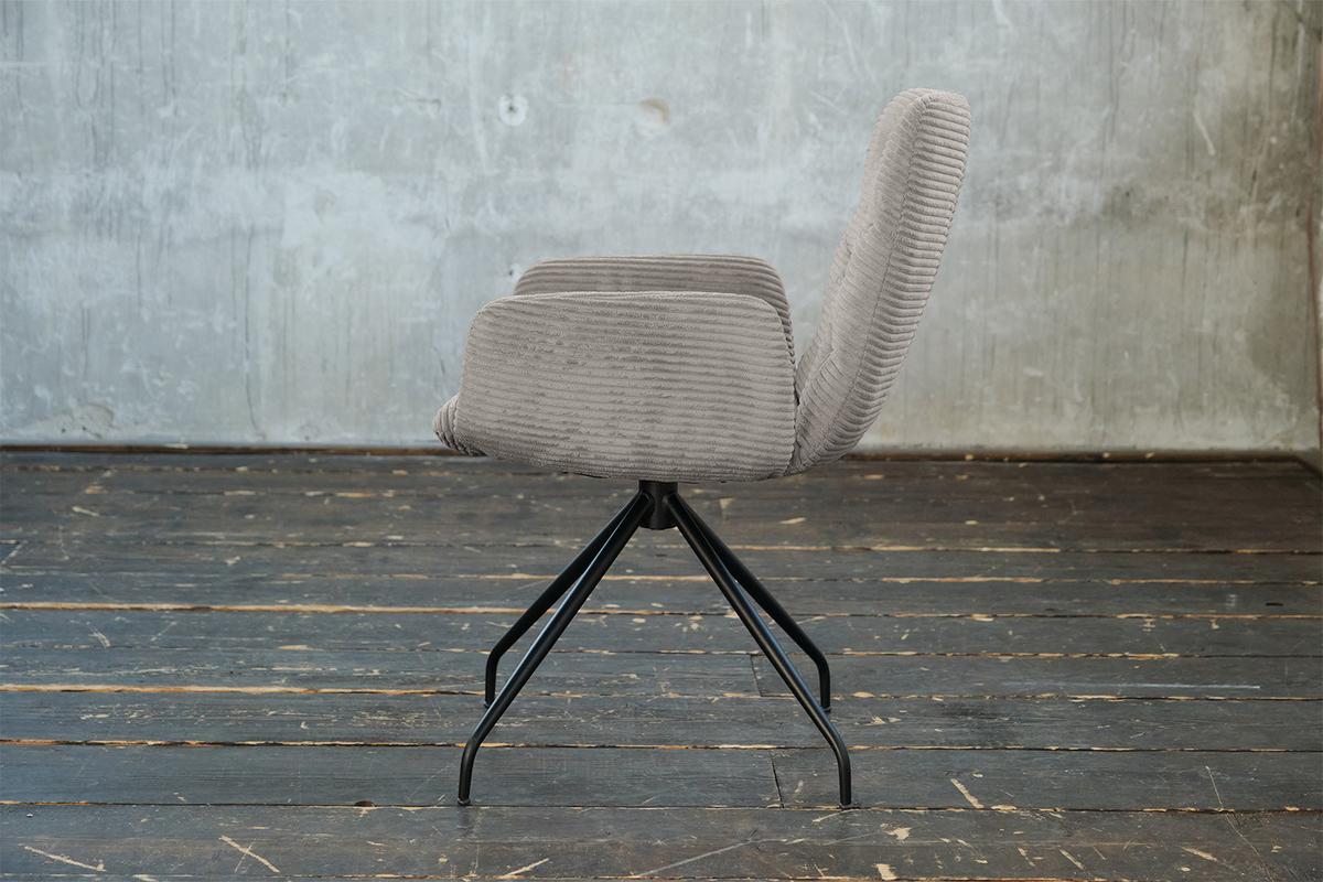 DREHSTUHL NEW CHARME Steingrau Cord (1er-Set) - Grau, Textil (59/87/66cm) - KAWOLA