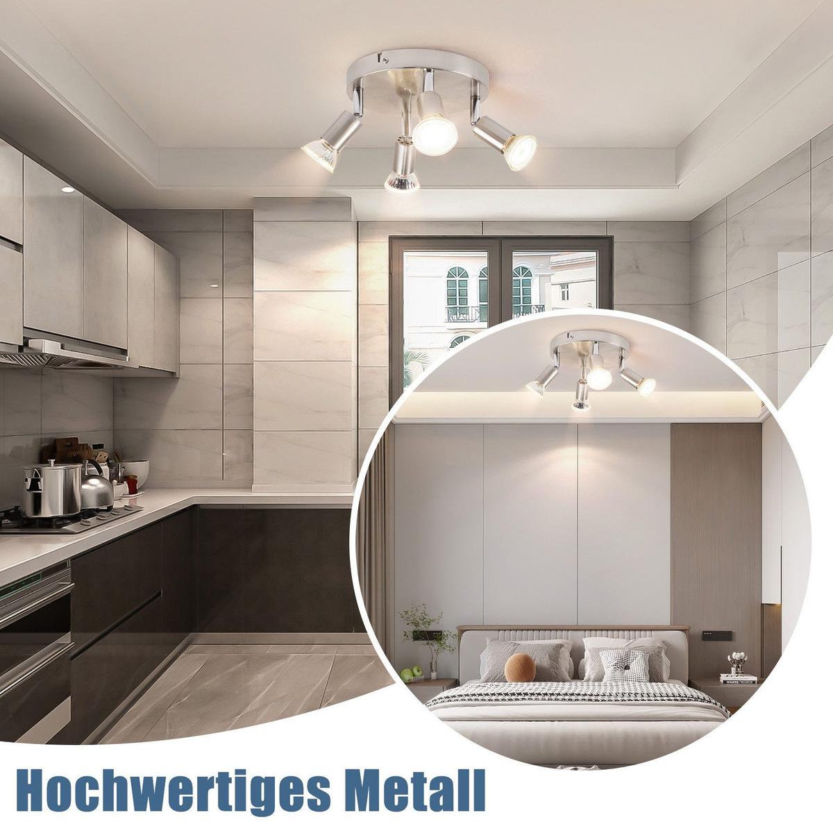 DECKENSTRAHLER Birtha 4-flammig 18/18/11 cm - Silberfarben, Metall (18/18/11cm) - Nettlife